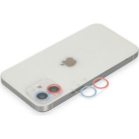 Newface iPhone 12 Mini Renkli Sarı-Mavi Kamera Lens Koruma Cam