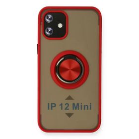 Newface iPhone 12 Montreal Yüzüklü Silikon Kapak - Kırmızı Kılıf