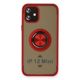 Newface iPhone 12 Montreal Yüzüklü Silikon Kapak - Kırmızı Kılıf