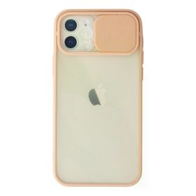 Newface iPhone 12 Palm Buzlu Kamera Sürgülü Silikon - Pembe Kılıf
