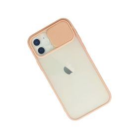 Newface iPhone 12 Palm Buzlu Kamera Sürgülü Silikon - Pembe Kılıf