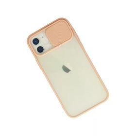 Newface iPhone 12 Palm Buzlu Kamera Sürgülü Silikon - Pembe Kılıf