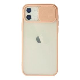 Newface iPhone 12 Palm Buzlu Kamera Sürgülü Silikon - Pembe Kılıf