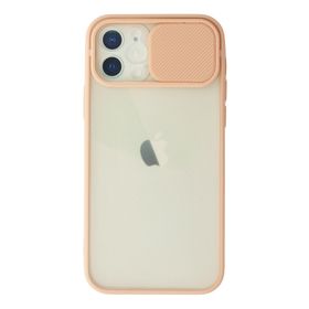 Newface iPhone 12 Palm Buzlu Kamera Sürgülü Silikon - Pembe Kılıf