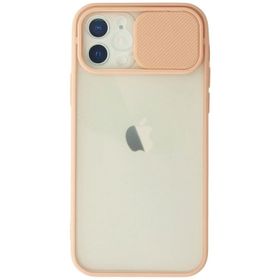 Newface iPhone 12 Palm Buzlu Kamera Sürgülü Silikon - Pembe Kılıf