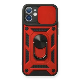 Newface iPhone 12 Pars Lens Yüzüklü Silikon Kırmızı Cep Telefonu Kılıfı