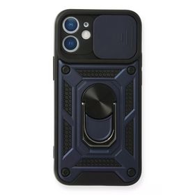 Newface iPhone 12 Pars Lens Yüzüklü Silikon Lacivert Cep Telefonu Kılıfı