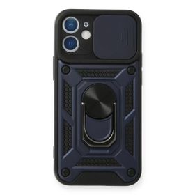 Newface iPhone 12 Pars Lens Yüzüklü Silikon Lacivert Cep Telefonu Kılıfı