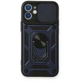 Newface iPhone 12 Pars Lens Yüzüklü Silikon Lacivert Cep Telefonu Kılıfı