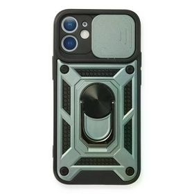 Newface iPhone 12 Pars Lens Yüzüklü Silikon - Yeşil Kılıf