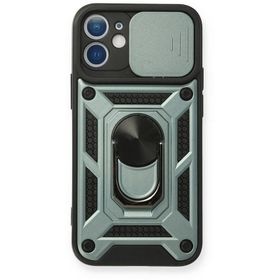 Newface iPhone 12 Pars Lens Yüzüklü Silikon - Yeşil Kılıf