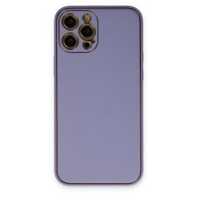 Newface iPhone 12 Pro Coco Deri Silikon Kapak - Açık Lila Kılıf