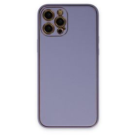 Newface iPhone 12 Pro Coco Deri Silikon Kapak - Açık Lila Kılıf
