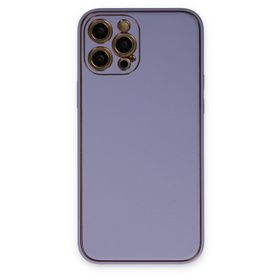 Newface iPhone 12 Pro Coco Deri Silikon Kapak - Açık Lila Kılıf