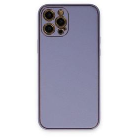 Newface iPhone 12 Pro Coco Deri Silikon Kapak - Açık Lila Kılıf