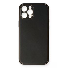 Newface iPhone 12 Pro Coco Deri Silikon Kapak Siyah Cep Telefonu Kılıfı