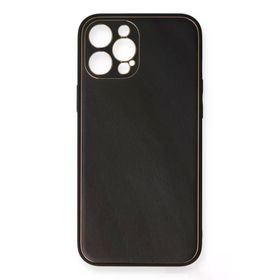 Newface iPhone 12 Pro Coco Deri Silikon Kapak Siyah Cep Telefonu Kılıfı