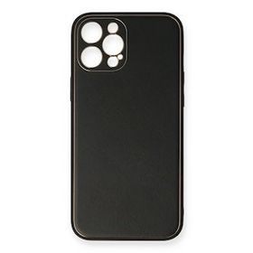 Newface iPhone 12 Pro Coco Deri Silikon Kapak Siyah Cep Telefonu Kılıfı
