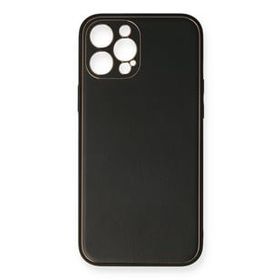 Newface iPhone 12 Pro Coco Deri Silikon Kapak Siyah Cep Telefonu Kılıfı