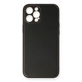 Newface iPhone 12 Pro Coco Deri Silikon Kapak Siyah Cep Telefonu Kılıfı