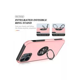 Newface iPhone 12 Pro Elit Yüzüklü Kapak Pembe Kılıf