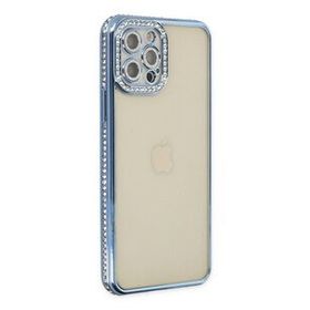 Newface iPhone 12 Pro Joke Taşlı Silikon - Mavi Kılıf
