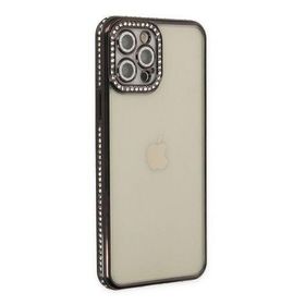 Newface iPhone 12 Pro Joke Taşlı Silikon - Siyah Kılıf