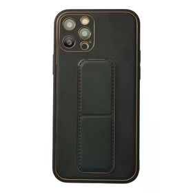 Newface iPhone 12 Pro Kılıf Coco Deri Standlı Kapak Siyah Cep Telefonu Kılıfı