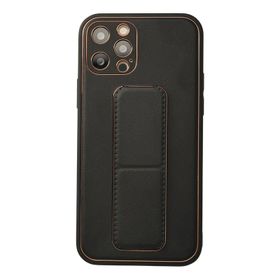 Newface iPhone 12 Pro Kılıf Coco Deri Standlı Kapak Siyah Cep Telefonu Kılıfı