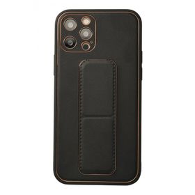 Newface iPhone 12 Pro Kılıf Coco Deri Standlı Kapak Siyah Cep Telefonu Kılıfı