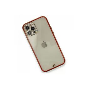 Newface iPhone 12 Pro Liva Taşlı Silikon Kırmızı Cep Telefonu Kılıfı