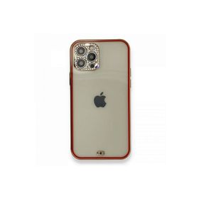 Newface iPhone 12 Pro Liva Taşlı Silikon Kırmızı Cep Telefonu Kılıfı