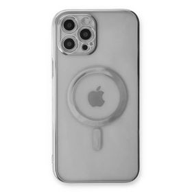 Newface iPhone 12 Pro Magneticsafe Lazer Silikon - Gümüş Kılıf