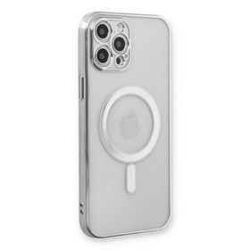 Newface iPhone 12 Pro Magneticsafe Lazer Silikon - Gümüş Kılıf