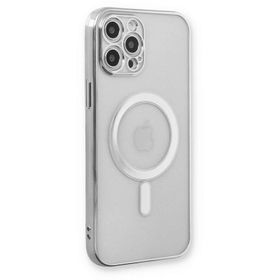 Newface iPhone 12 Pro Magneticsafe Lazer Silikon - Gümüş Kılıf