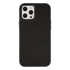 Newface iPhone 12 Pro Max Asya Deri Silikon - Siyah Kılıf