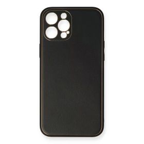 Newface iPhone 12 Pro Max Coco Deri Silikon Kapak Siyah Cep Telefonu Kılıfı