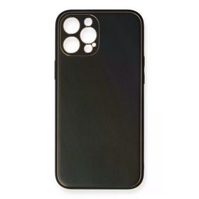 Newface iPhone 12 Pro Max Coco Deri Silikon Kapak Siyah Cep Telefonu Kılıfı