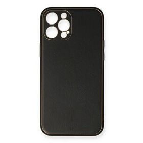 Newface iPhone 12 Pro Max Coco Deri Silikon Kapak Siyah Cep Telefonu Kılıfı