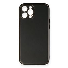 Newface iPhone 12 Pro Max Coco Deri Silikon Kapak Siyah Cep Telefonu Kılıfı