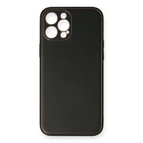 Newface iPhone 12 Pro Max Coco Deri Silikon Kapak Siyah Cep Telefonu Kılıfı