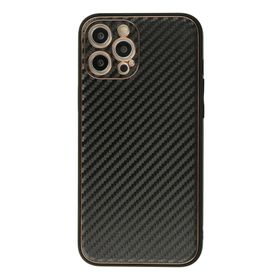 Newface iPhone 12 Pro Max Coco Karbon Silikon Siyah Cep Telefonu Kılıfı