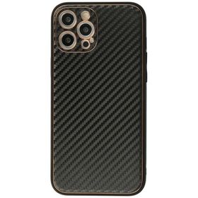 Newface iPhone 12 Pro Max Coco Karbon Silikon Siyah Cep Telefonu Kılıfı