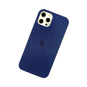 Newface iPhone 12 Pro Max Karbon PP Silikon Mavi Cep Telefonu Kılıfı