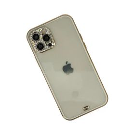 Newface iPhone 12 Pro Max Liva Taşlı Silikon Beyaz Cep Telefonu Kılıfı