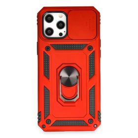Newface iPhone 12 Pro Max Pars Lens Yüzüklü Silikon - Kırmızı Kılıf
