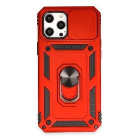 Newface iPhone 12 Pro Max Pars Lens Yüzüklü Silikon - Kırmızı Kılıf