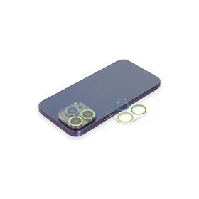 Newface iPhone 12 Pro Max Renkli Yeşil-Sarı Kamera Lens Koruma Cam