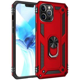 Newface iPhone 12 Pro Max Sofya Yüzüklü Silikon Kapak Kırmızı Kılıf