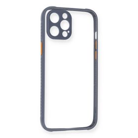 Newface iPhone 12 Pro Miami Şeffaf Silikon - Gri Kılıf